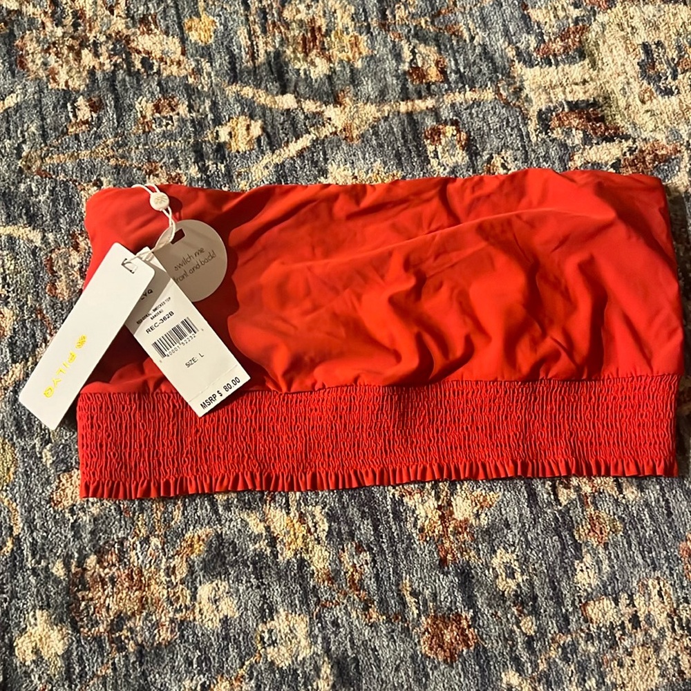 pilyq bikini top red size large new with tags